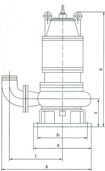 JYWQ型潛水自動攪勻排污泵安裝尺寸圖